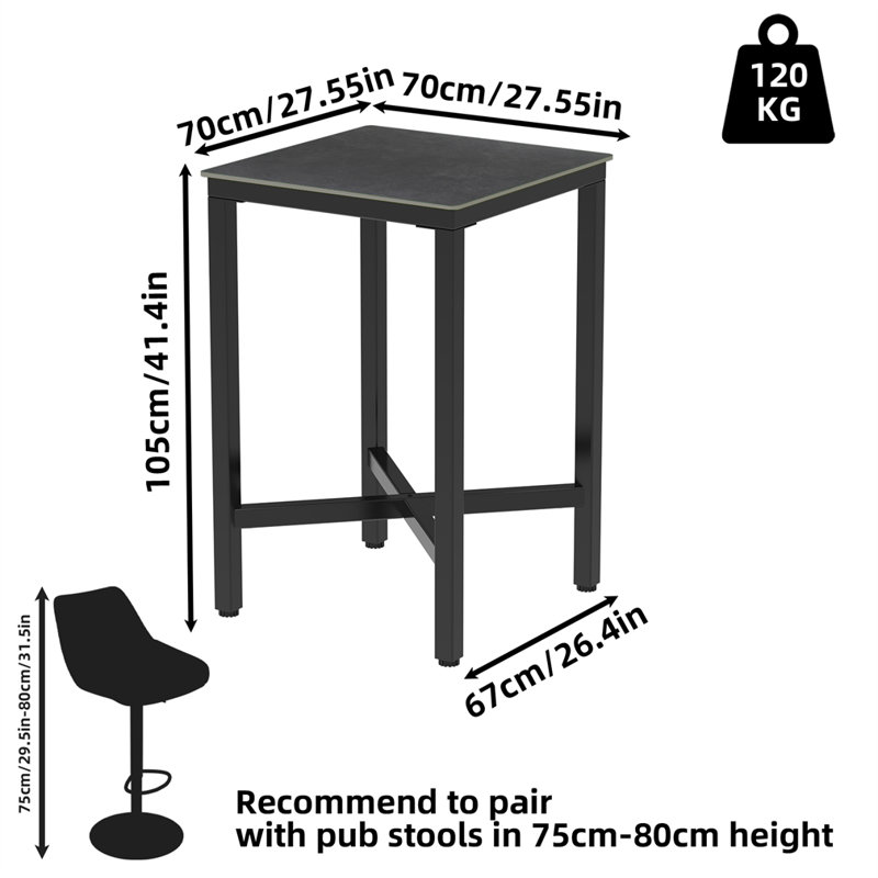 Table de salle à manger Gervin, Noir