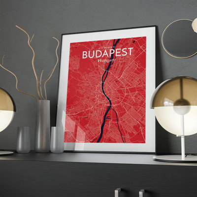 Budapest City Map In Nautical - No Frame Print