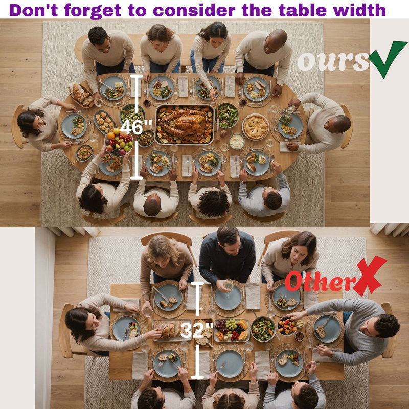 Bachman Extendable 45'' to 105" Solid Wood Dining Table with Hiden Storage Space, Oak