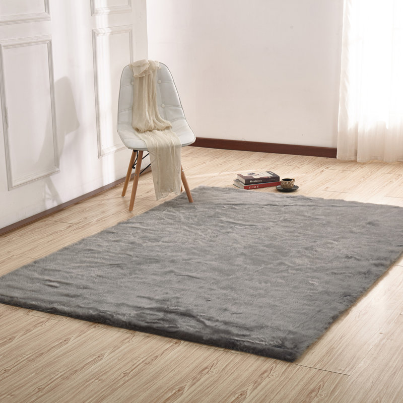 Tapis gris fait à la main, Rectangle 8 pi x 11 pi