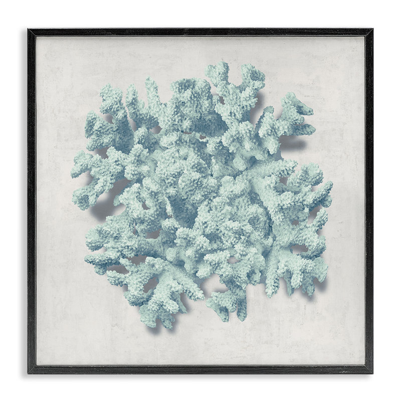 «Coral Blue Sea Beach Design» par Caroline Kelly - impression d'art graphique, Giclée encadrée noir minuit, H 12 po x l 12 po