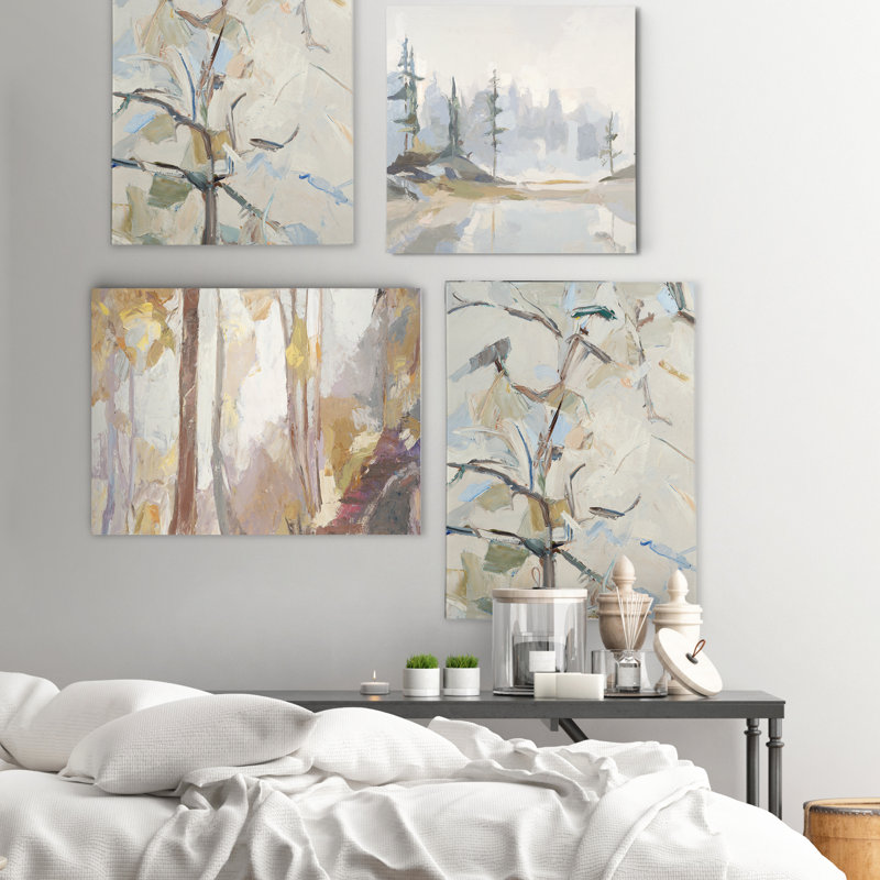 Contempary Landscape Style I - Ensemble de 4 reproductions sur toiles tendues, H 32 po x l 96 po x P 1 po
