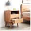 Table de chevet moderne en bois massif avec 2 tiroirs, armoire de rangement en hêtre, table de bout de style nordique avec gestion des câbles
