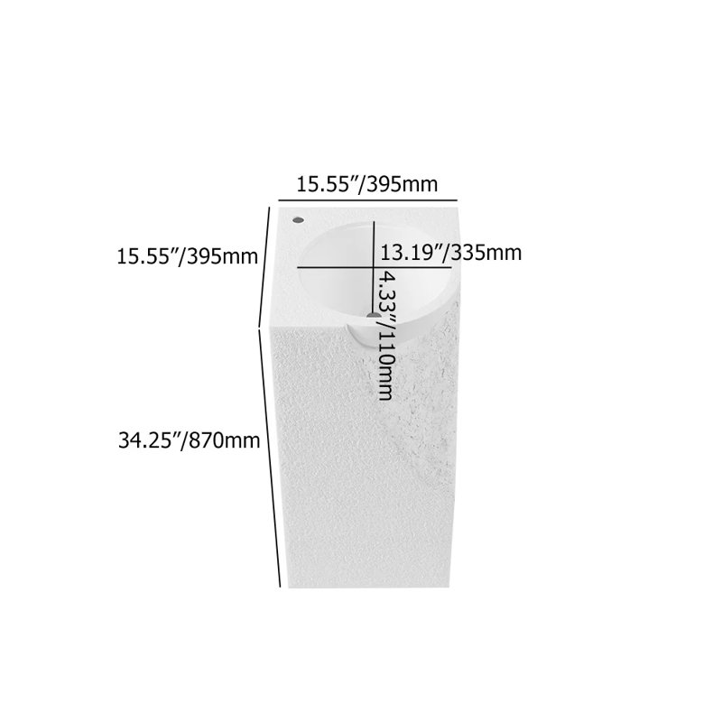 Homary 15.55'' White Stone Rectangular Bathroom Sink