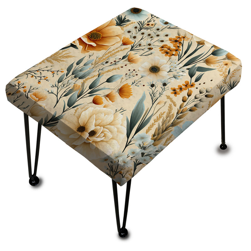 Beige rustique Barnyard Blooms - repose-pieds rectangulaire rétro