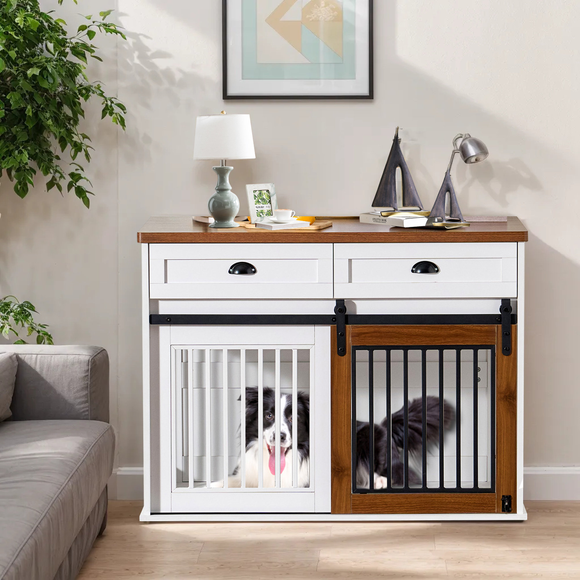 Tucker Murphy Pet™ Wooden Dog Crate Furniture,Dog Kennel Nightstand — free download