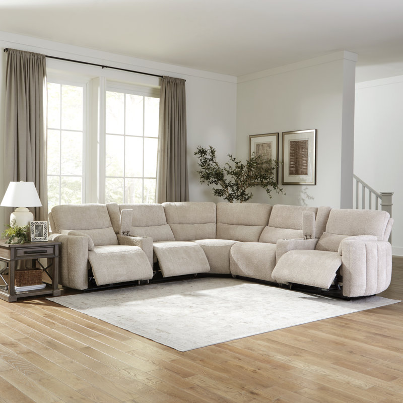 Canapé modulaire en cuir 7 pièces Lauretta Andan, Polyester crème au beurre