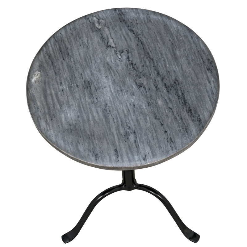 Cosmopolitan Black and Gray Marble Round Side Table