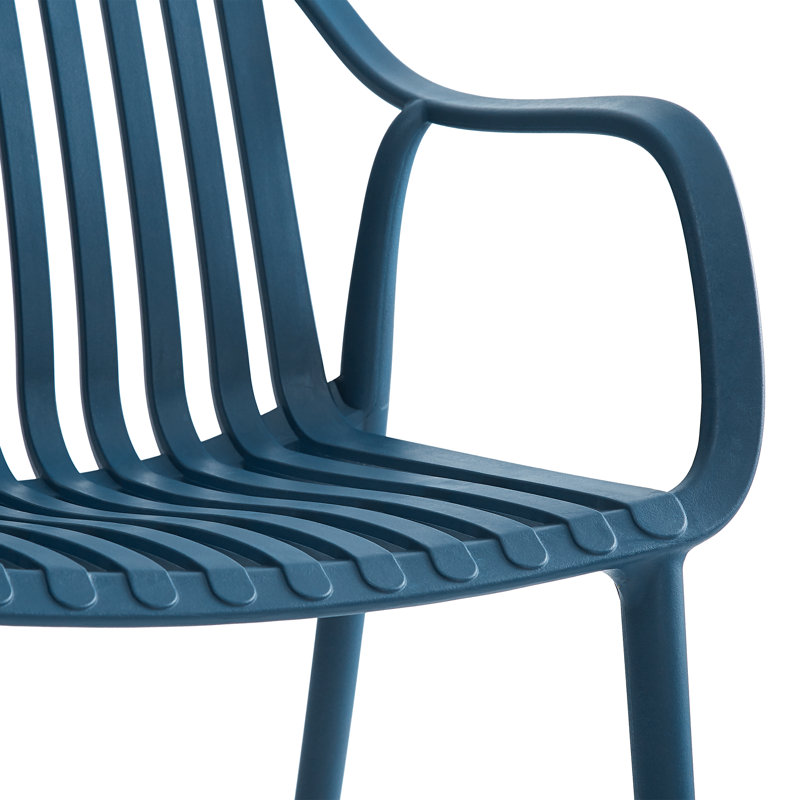 Modern Stackable Outdoor & Indoor Plastic Dining Chairs Set, Armchairs Set, Weather-Resistant, Ideal for Patios, Cafes, and Home Use, Set of 4, Grey