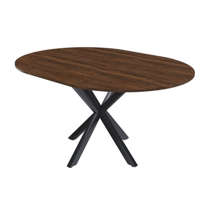Retractable Dining Table, Round Dining Table, Extendable Dining Table, 6-Person Carbon Steel Base, Modern And Simple Solid Wood Veneer Dining Room Furniture (42 Inches Extended To 58 Inches)