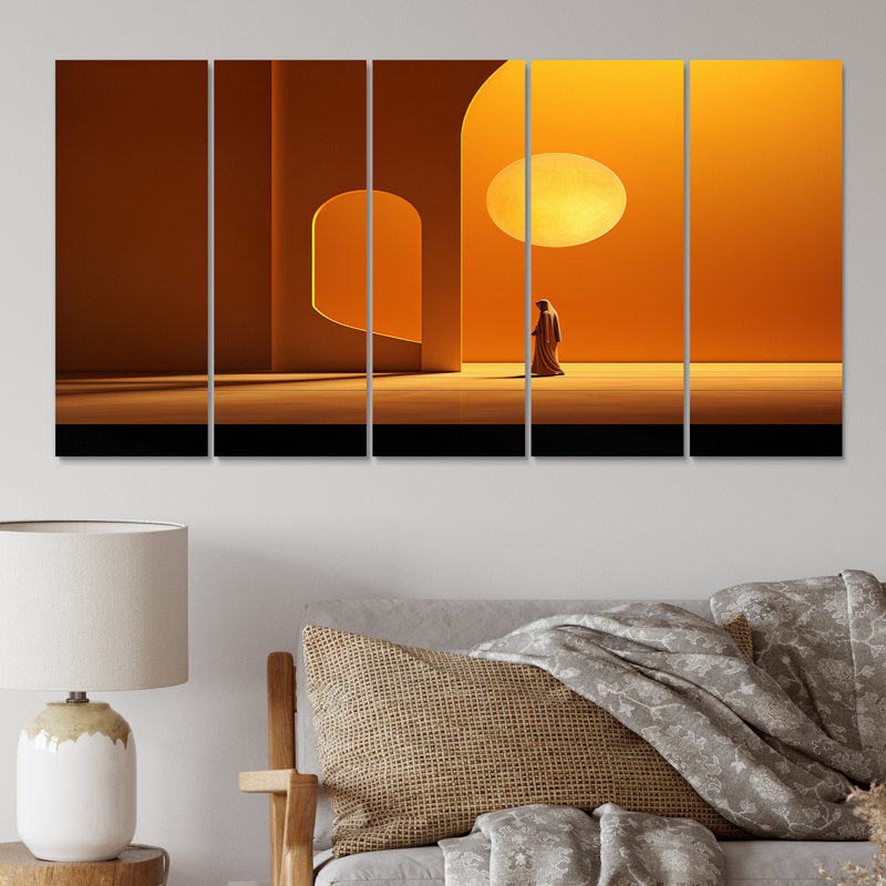 L'islam, art, lumière II - art mural sur toile, 5 panneaux égaux