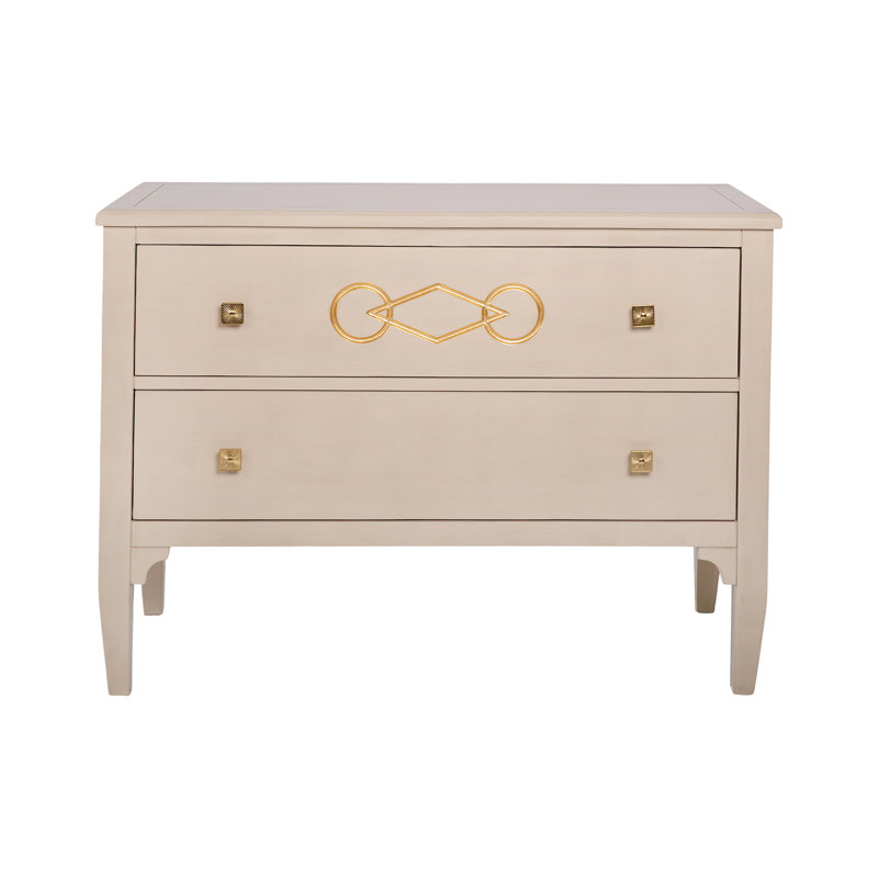 Commode décorative 2 tiroirs Zion, Gris antique