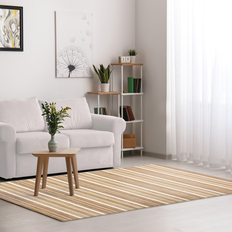 Tapis beige en laine tissé à la main Aidenn, Rectangle 8 pi 3 po x 11 pi 6 po