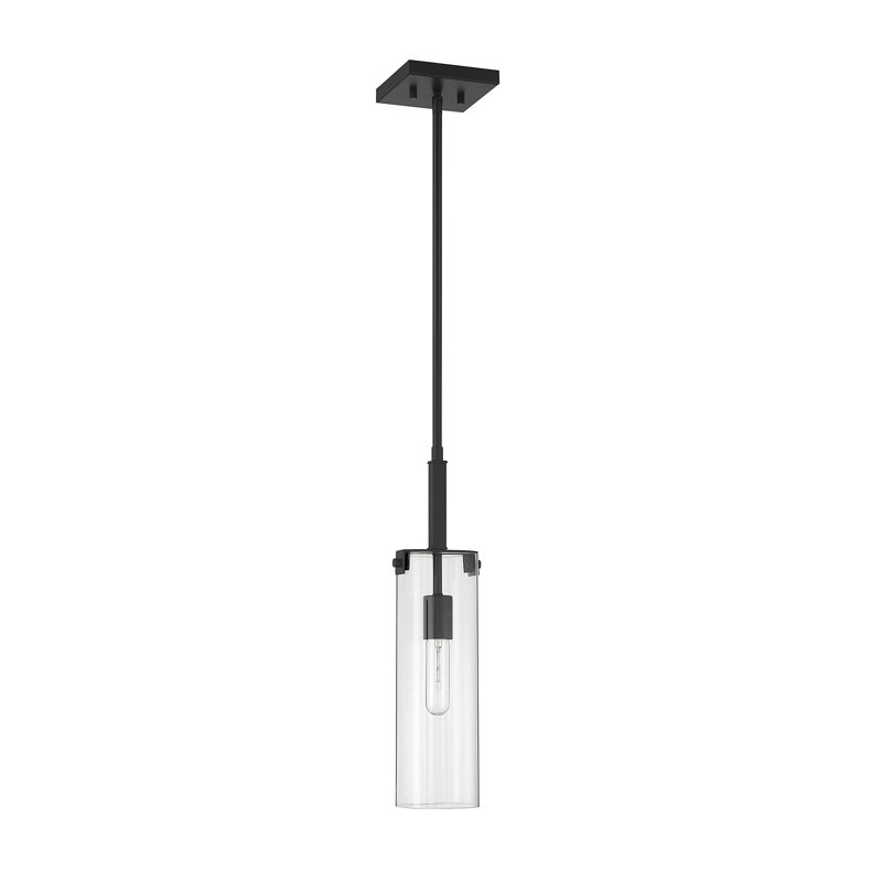 Luminaire suspendu cylindrique simple à 1 lumière Winfield, Noir mat