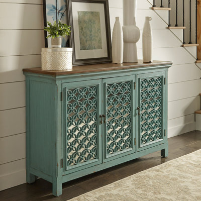 Zavier Mirrored Solid and Manufactured Wood Accent Cabinet