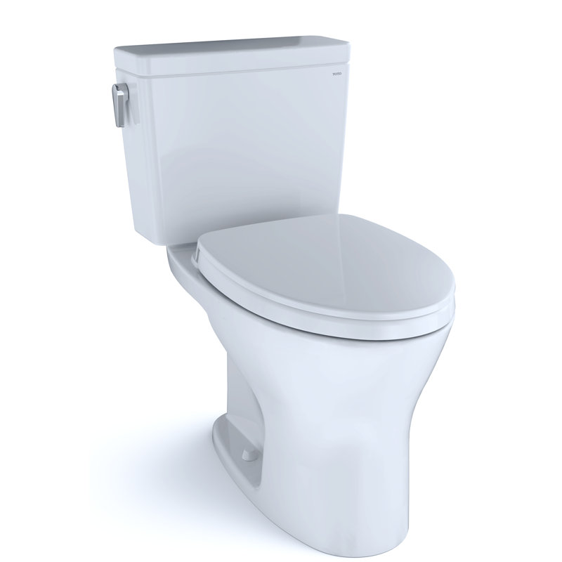 Toilette allongée deux pièces à double chasse 1,6 et 0,8 GPF TOTO® Drake® à double chasse allongée Dynamax Tornado Flush® avec CEFIONTECT® et siège SoftClose, WASHLET + prêt, blanc coton