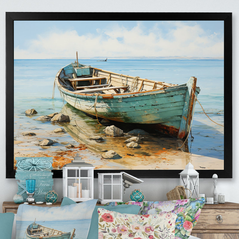 Boat Coastal Melody - Impressions encadrées, H 12 po x l 20 po x P 1 po, Cadre simple noir