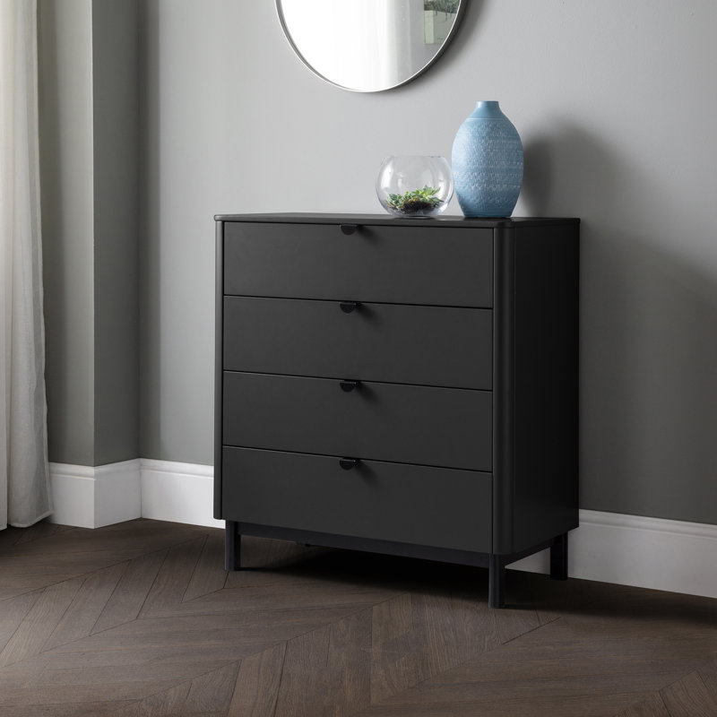 Janine 4 Drawer Chest, Black