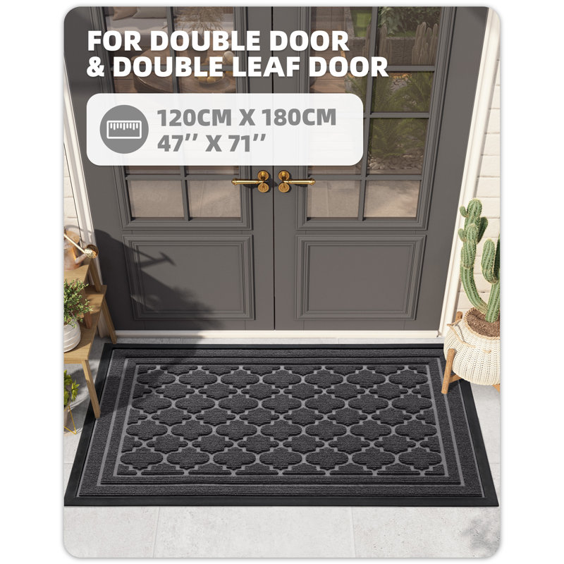 Ingelbert Personalizable Non-Slip Doormat, 47" W x 71" L, Gray