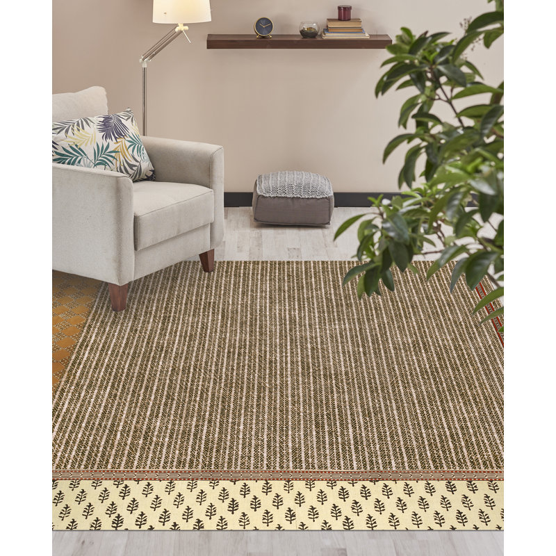 Burdine Vinyl Machine Printed Area Rug, Rectangle 3'3.4" x 4'11.1"