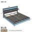 Upholstered Bed Frame, Hydraulic Storage, LED Headboard with USB & Type-C, Grey-129195921