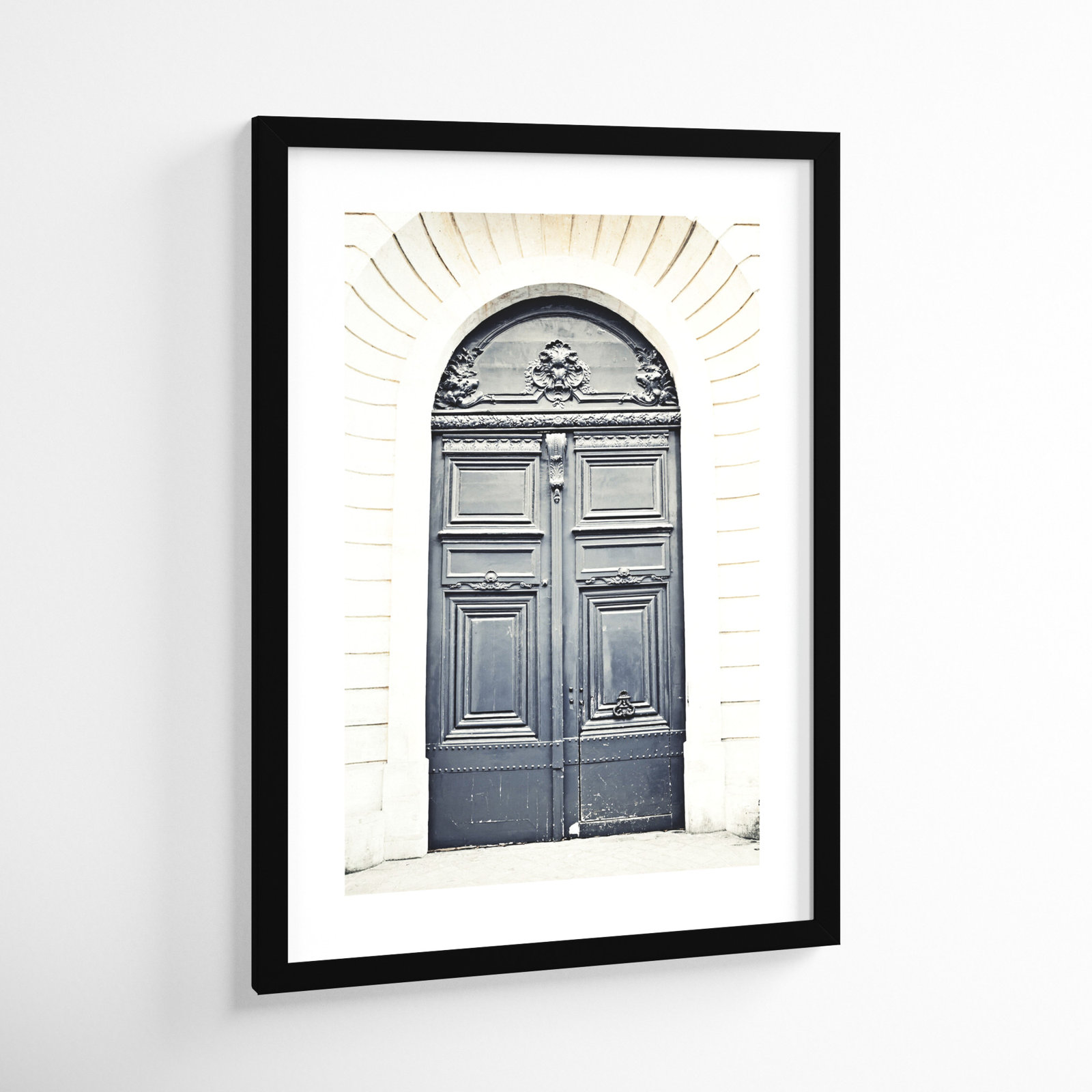 Black Paris Door Photo Print, Black, 26" H x 19" W
