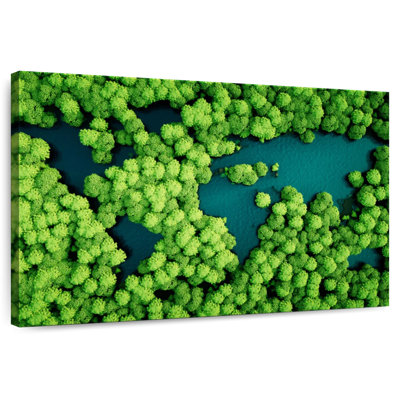 Carte du monde d'Alvord, forêt tropicale, lac