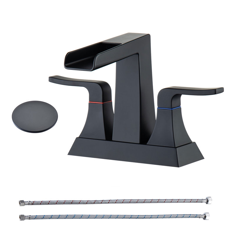 2-handle Bathroom Faucet with Drain Assembly, Matte Black