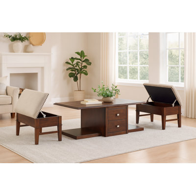 Clairabelle Coffee Table and Lift-Top Ottoman Set