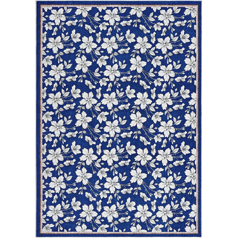 2x6 Washable Boho Floral Runner, Non-Slip, Low Pile, Soft Throw Rug for Entryway, Kitchen, Kids Room, Beige, Green, Blue, Small Machine Washable.