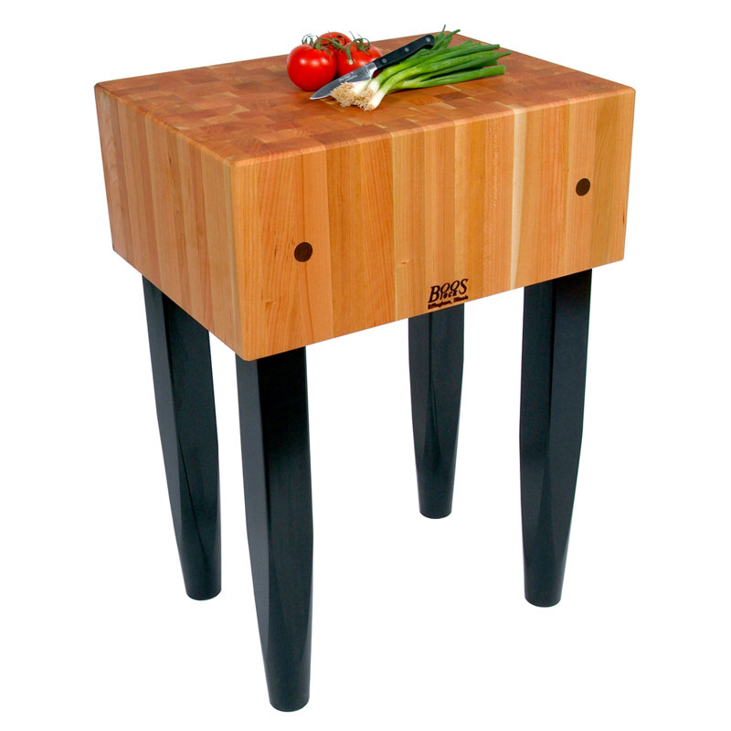Rouge et Noir Le Bloc Prep Table with Butcher Block Top, Included, Standard Varnique, 30" W x 24" D
