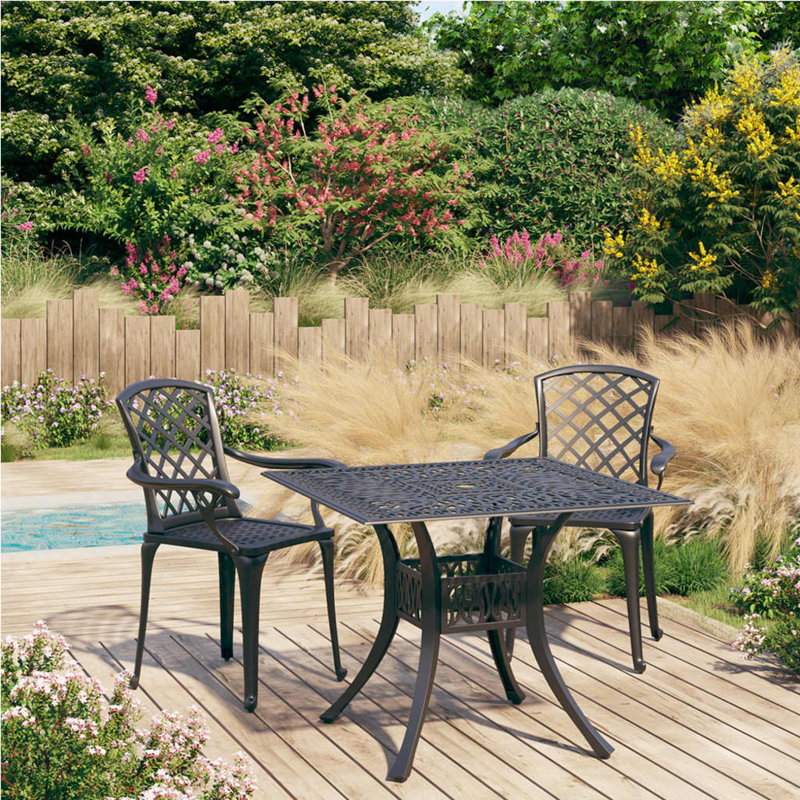 Arona 2 - Person Patio Dining Set with Square Table, Black