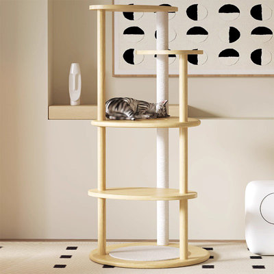 Structure d'escalade et lit pour chat 23,62 po en bois naturel