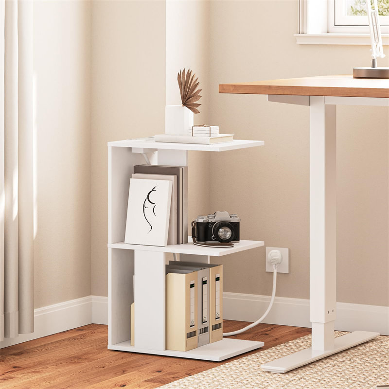 Side Table With Charging Station, Narrow Side Table With USB Ports And Sockets For Small Spaces, Bedside Table With Lamp, Narrow Table For Living Room