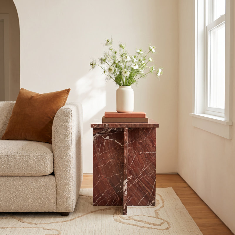 Rience Marble Top End Table, Red Marble