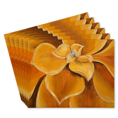 Orange Flower Closeup Polyester Mindaugas Set of 6 | Home Decor