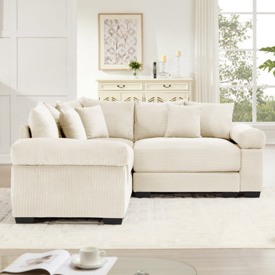 Canapé modulaire surdimensionné surdimensionné en nuage, canapé modulaire convertible avec accoudoirs très larges à assise profonde, 10 coussins décoratifs en velours côtelé de qualité supérieure, conception ergonomique, assemblage facile, pour les salons, beige