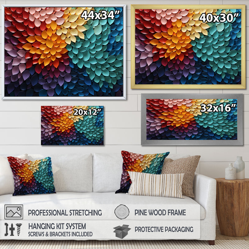 «Hardedge Art», Harmonic Fusion III, Cadre flottant doré, H 30 po x l 40 po x P 1,5 po