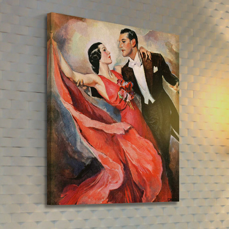 "ballroom danse" par john lagatta, reproduction d’art sur toile tendue Vintage Fashion, H 29 po x l 24 po x P 1,5 po