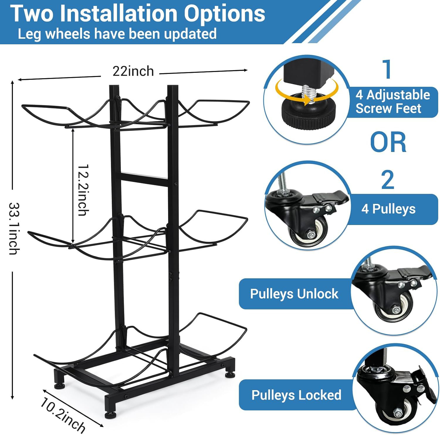 Rebrilliant 5 Gallon Water Jug Holder With 4 Wheels Movable Heavy Duty ...
