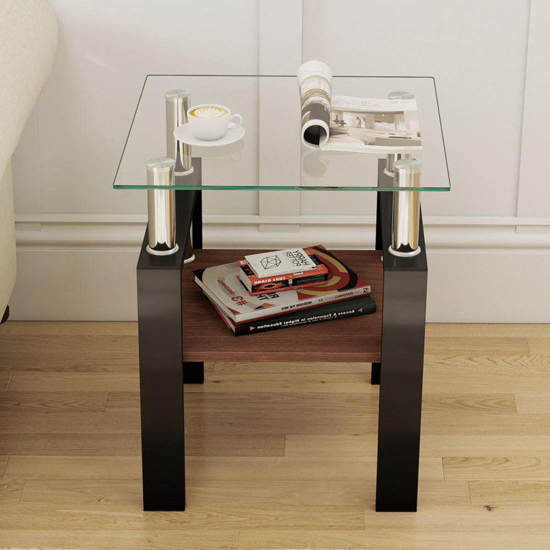 Ensemble de 2 tables de bout, Transparent, Noir