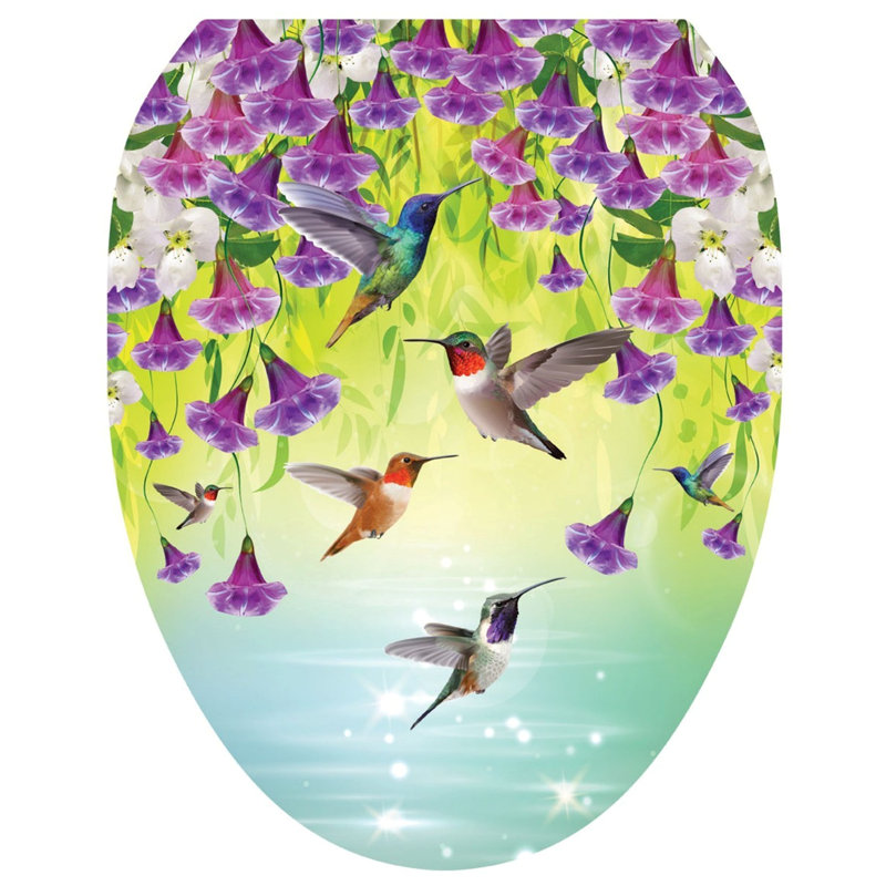 Adhésif décoratif de siège de toilette Hummingbirds Cove - couvercles de toilette en vinyle, Allongé