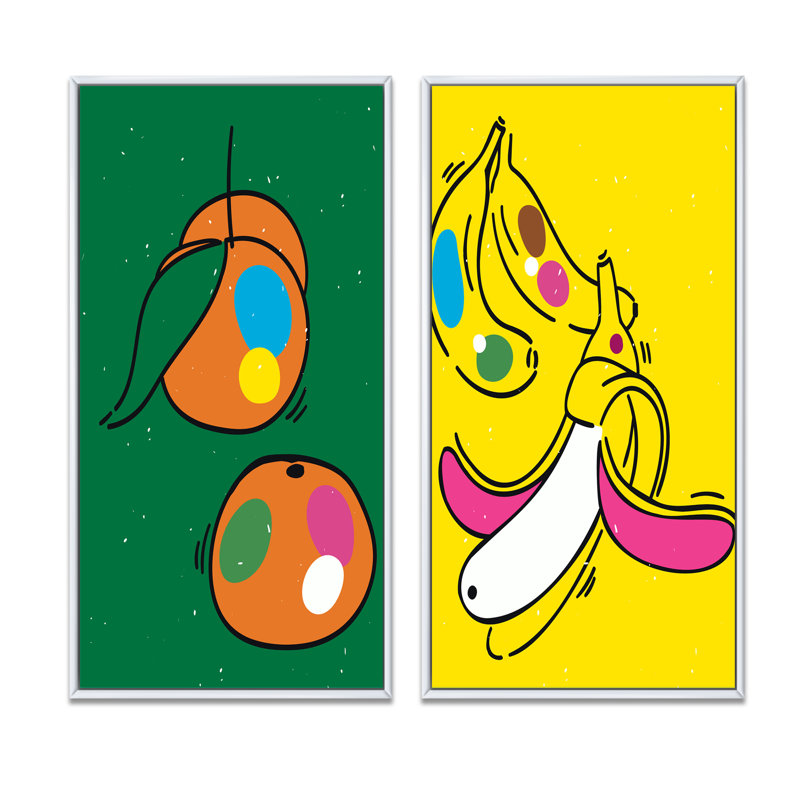 1990S Pop Fruit Designs I - 2 pièces, impression, H 40 po x l 40 po x P 1,5 po, Cadre blanc