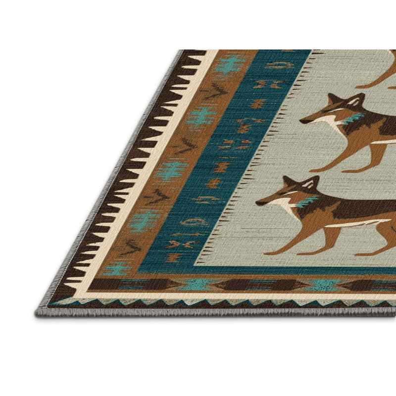  Tapis lavable Coyote Southwestern, Carré 5 pi