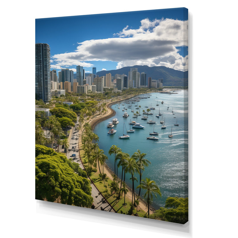 Vasbinder Honolulu Beautiful Cityscape Spot I, reproduction d'art sur toile, H 32 po x l 24 po x P 1 po, Toile tendue