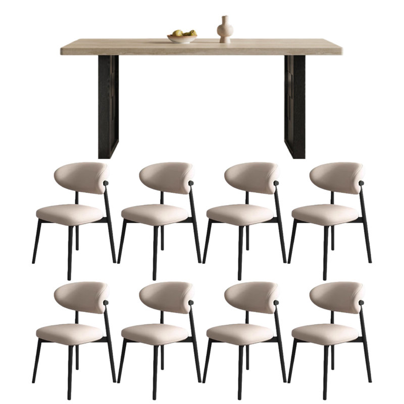 Mease, 7 pièces : table, 6 chaises, H 29,53 po x l 70,87 po x P 35,43 po, Beige