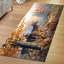 Tapis chic non tissé à motif floral subtil dans des tons de bleu et d'or pour un ajout élégant-128250121