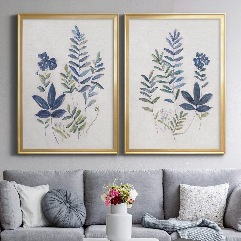 Fern Study I - Toile encadrée de qualité supérieure - prête à être accrochée, Or, H 42,5 po x l 61 po x P 1,25 po