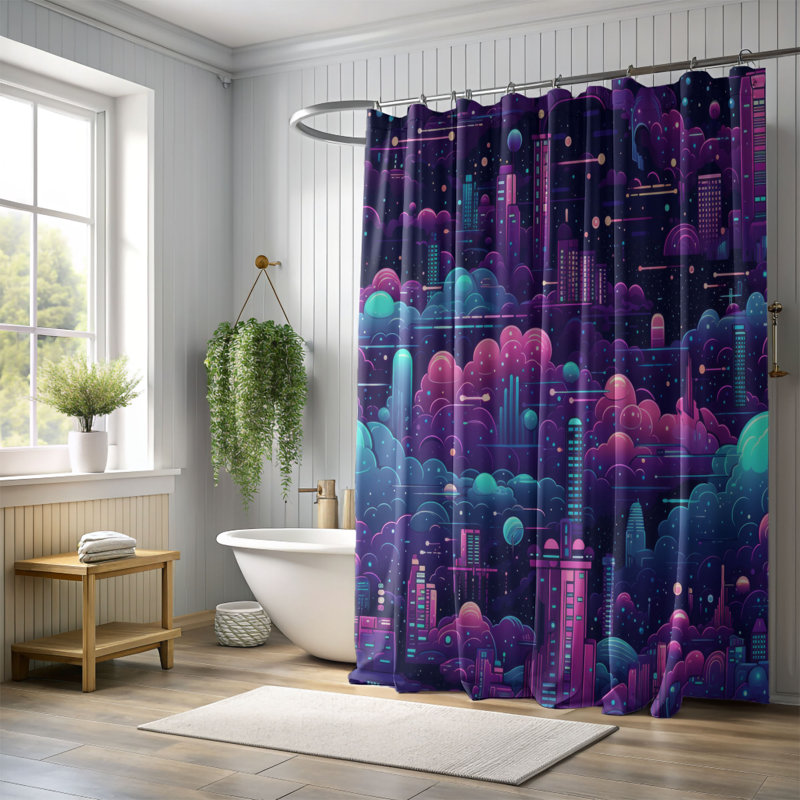 Rideau de douche Neon Lights - Premium, H 74 po x l 71 po