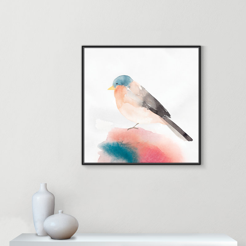 Chickadee II par Casa Fine Arts, Toile avec cadre noir, Pas de tapis, H 37,5 po x l 37,5 po x P 2 po
